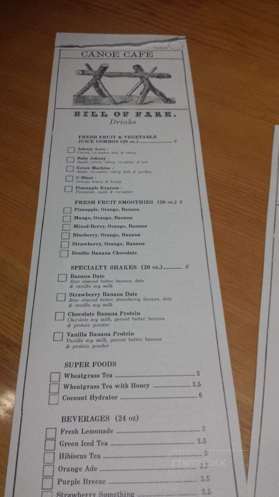 Canoe Cafe - Whittier, CA menu_pic