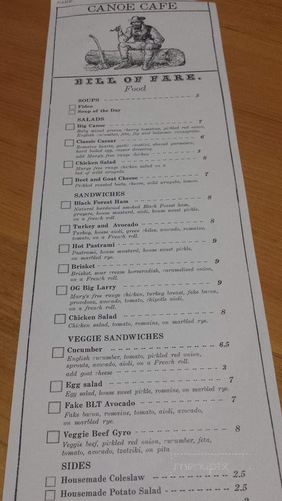 Canoe Cafe - Whittier, CA menu_pic
