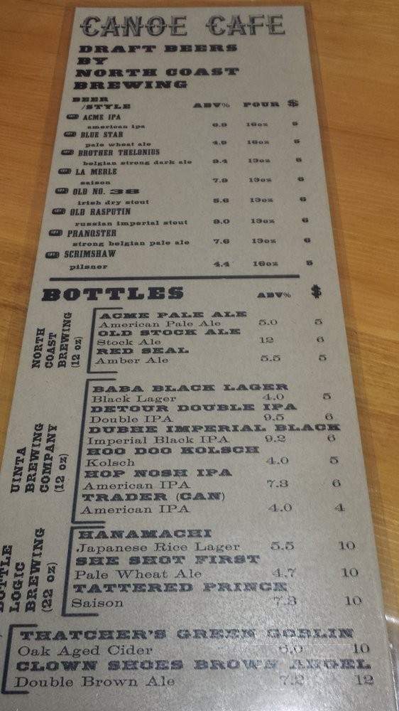 Canoe Cafe - Whittier, CA menu_pic