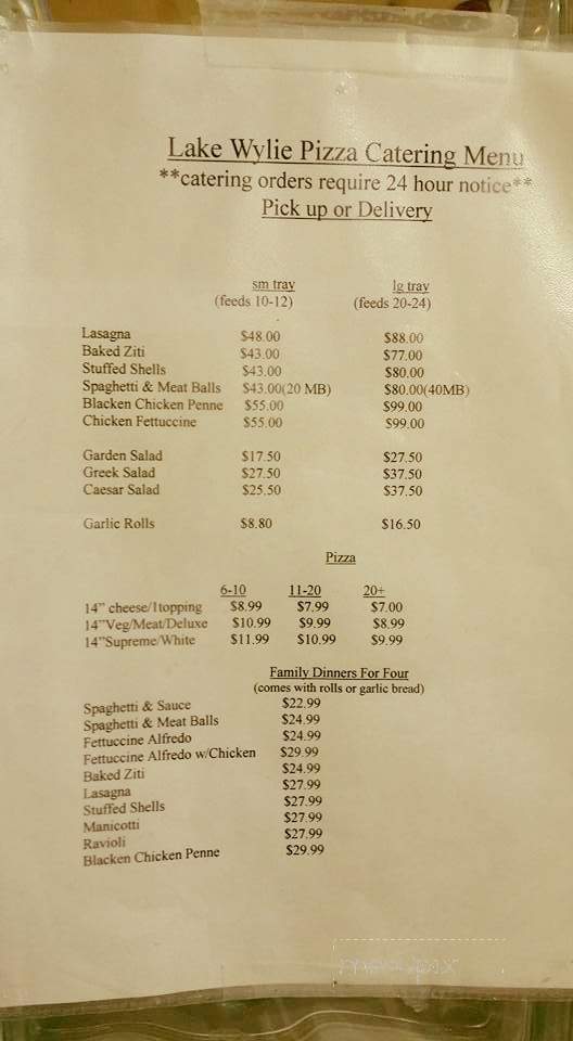 Lake Wylie Pizza and Italian Resturant - Clover, SC menu_pic