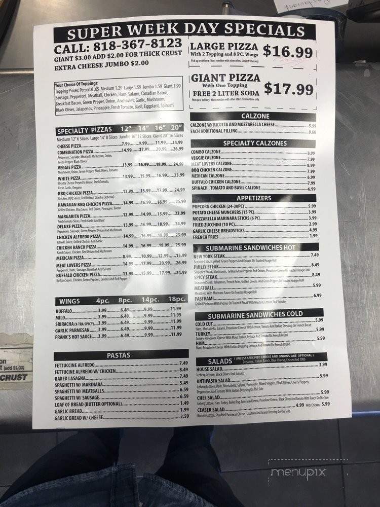 Bambinos Pizzeria - Sylmar, CA menu_pic
