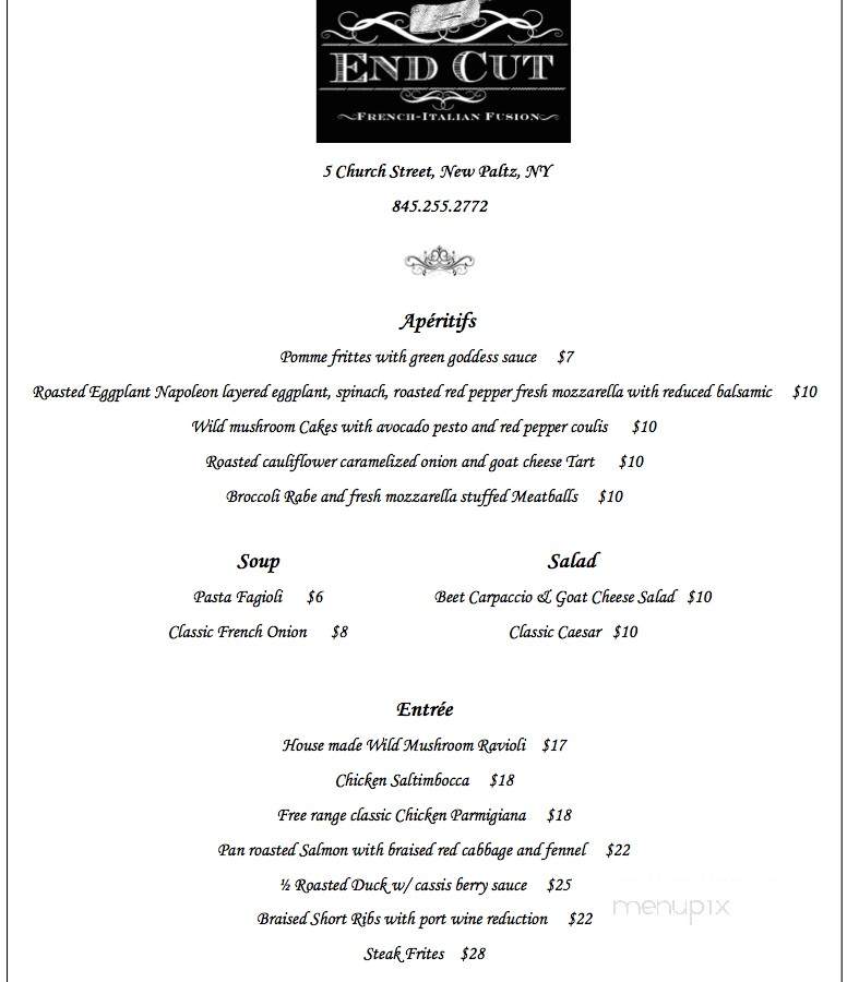 End Cut - New Paltz, NY menu_pic