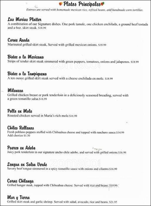 Las Marias - Evanston, IL menu_pic