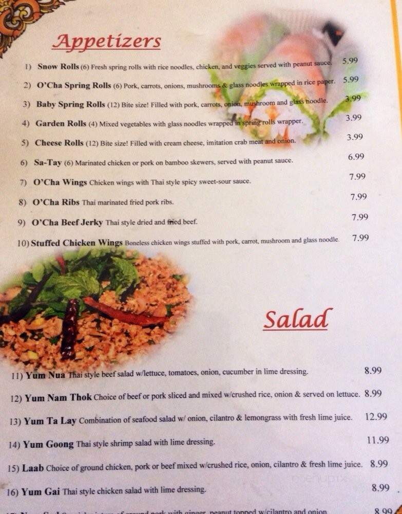 Thai O Cha - Universal City, TX menu_pic
