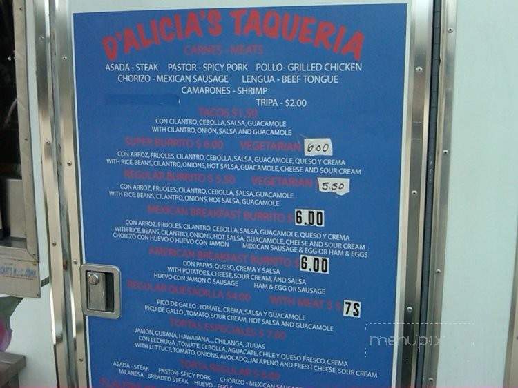 D'Alicia's Taqueria - Emeryville, CA menu_pic