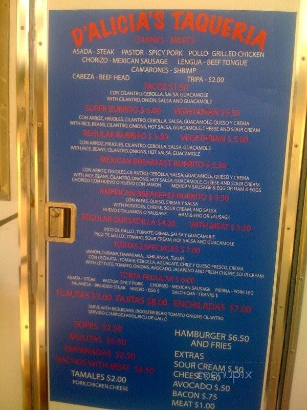D'Alicia's Taqueria - Emeryville, CA menu_pic