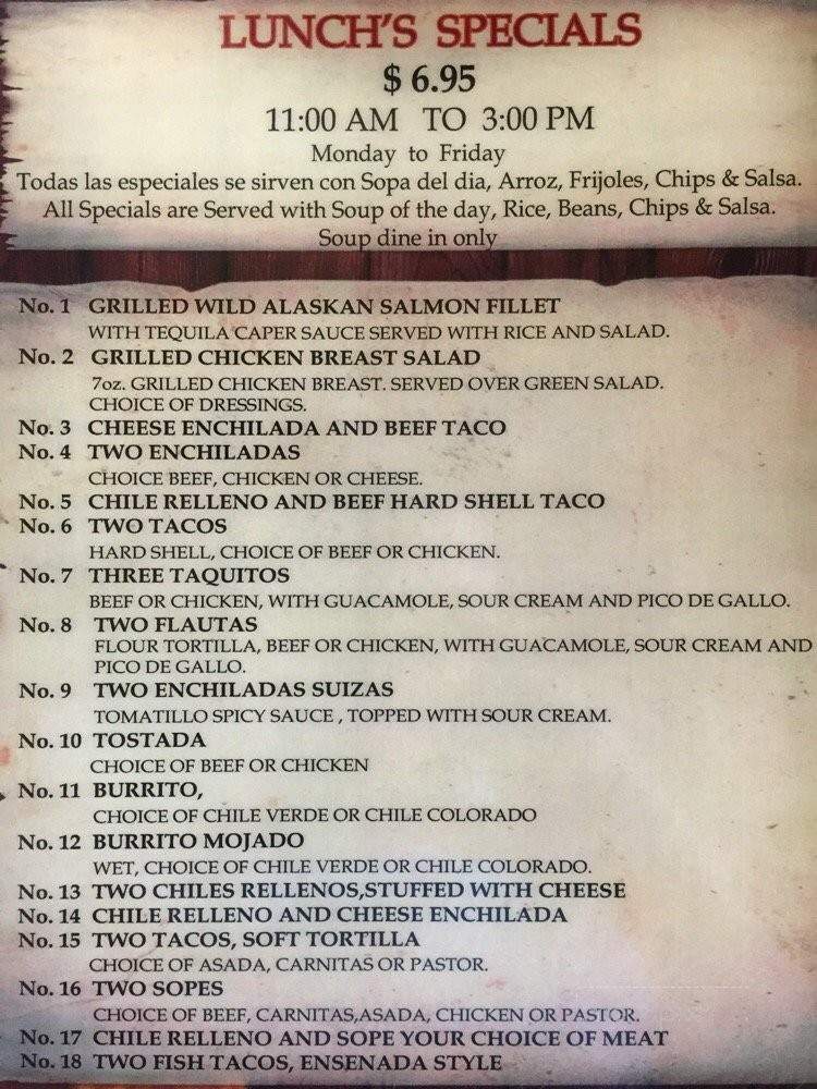 Mariscos Mazatlan - Whittier, CA menu_pic
