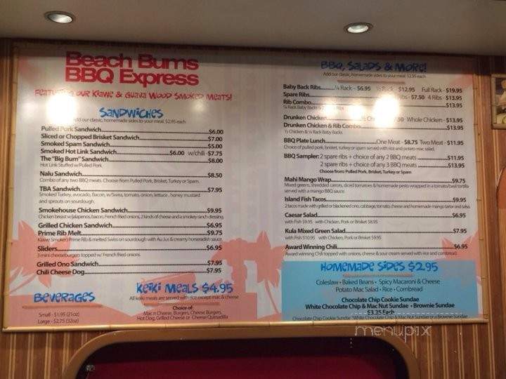 Beach Bums BBQ Express - Kahului, HI menu_pic