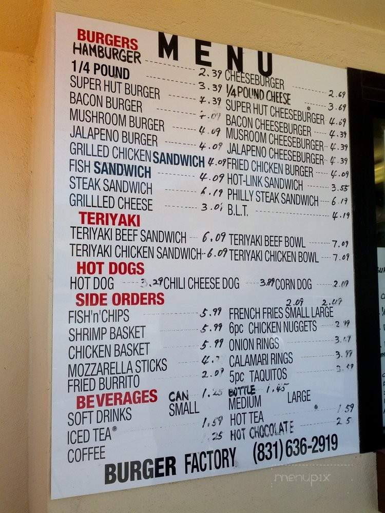 Burger Factory - Hollister, CA menu_pic