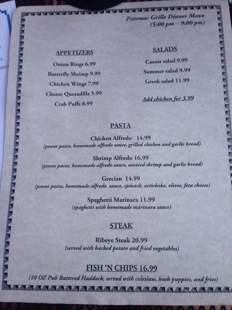 Potomac Grille - Harpers Ferry, WV menu_pic
