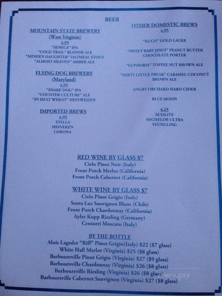 Potomac Grille - Harpers Ferry, WV menu_pic