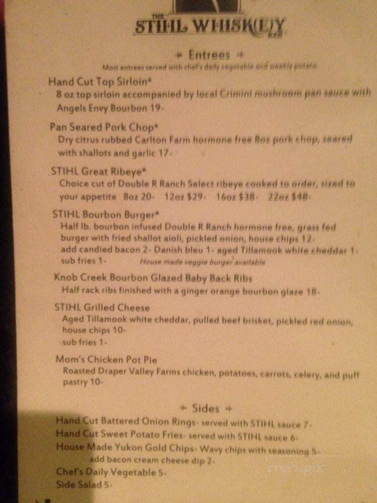 The Stihl Whiskey Bar - Bend, OR menu_pic