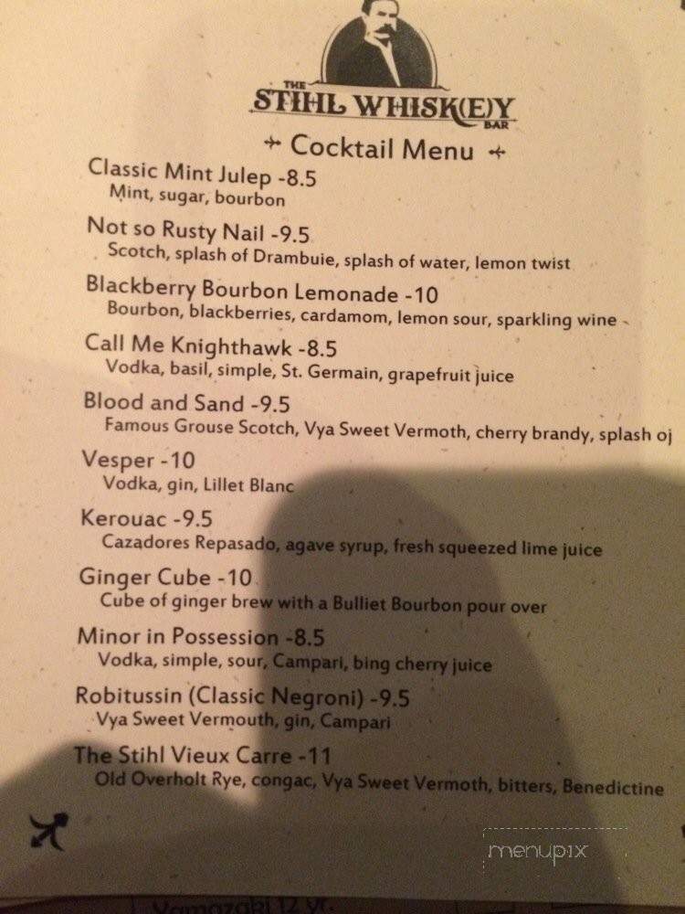 The Stihl Whiskey Bar - Bend, OR menu_pic