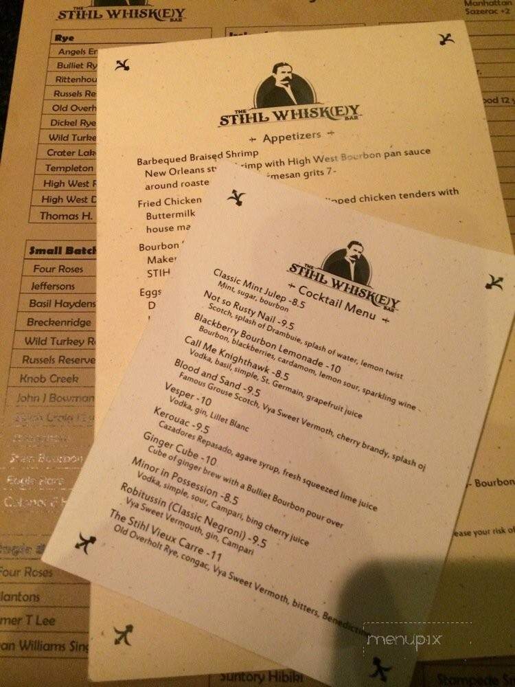 The Stihl Whiskey Bar - Bend, OR menu_pic