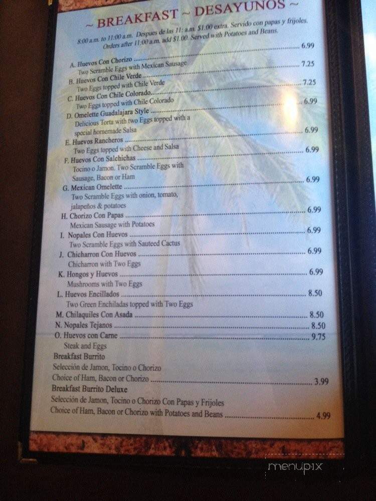 Guadalajara Mexican Restaurant - Fresno, CA menu_pic
