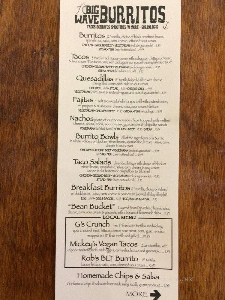 Big Wave Burritos - Cape May, NJ menu_pic