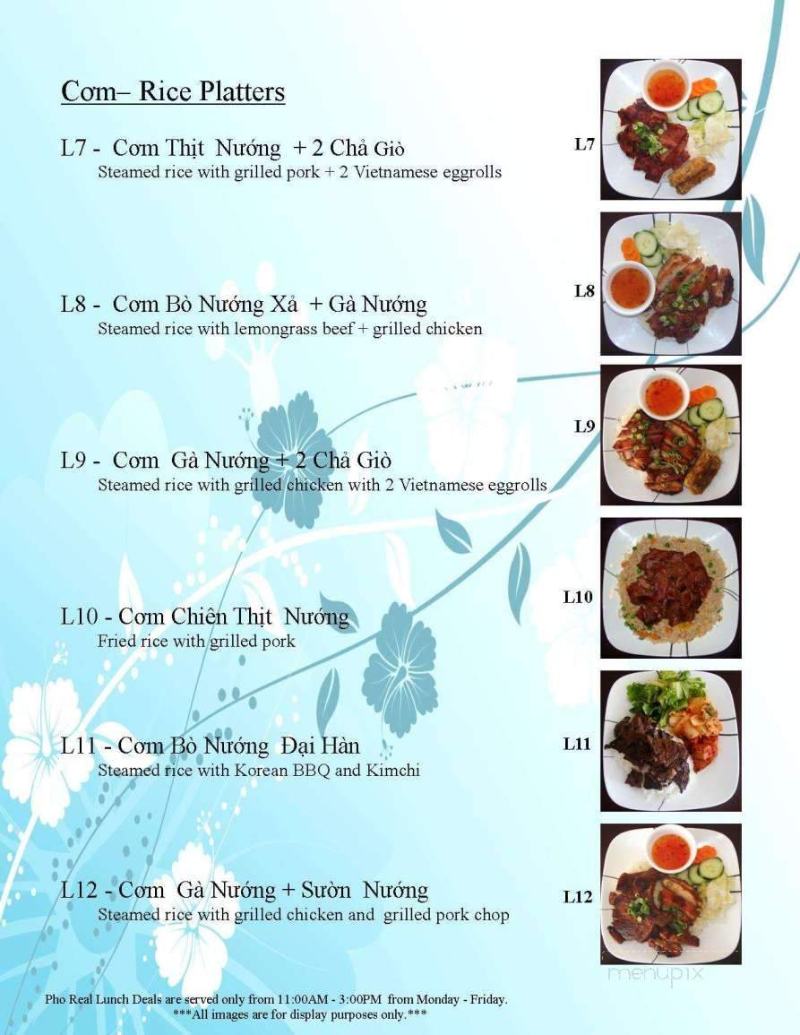 Pho Real Vietnamese Restaurant - Houston, TX menu_pic