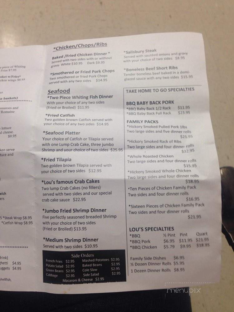 Lou's Soul Food - Doswell, VA menu_pic