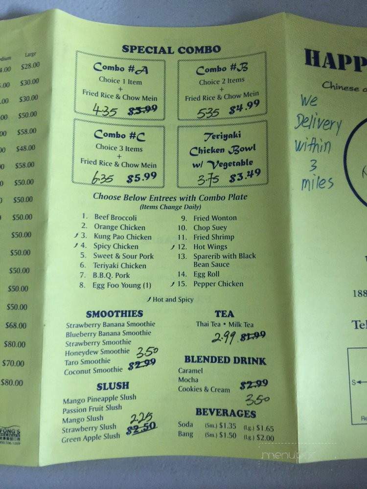 Happy House Chinese and Thai Food - Reseda, CA menu_pic