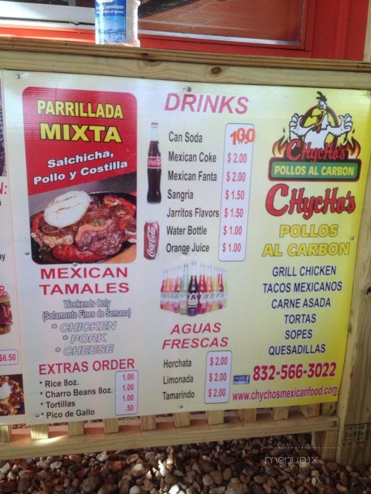 Online Menu Of Chycho S Tacos Al Carbon Spring Tx