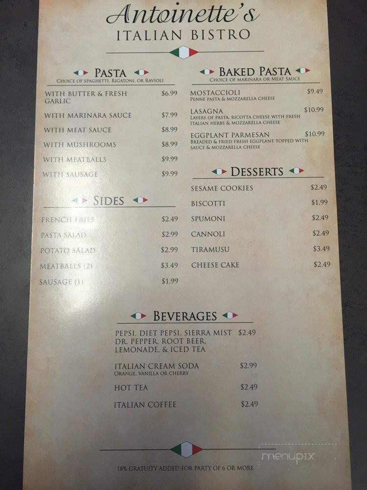 /250255464/Antoinettes-Italian-Bistro-Menu-Highland-CA - Highland, CA