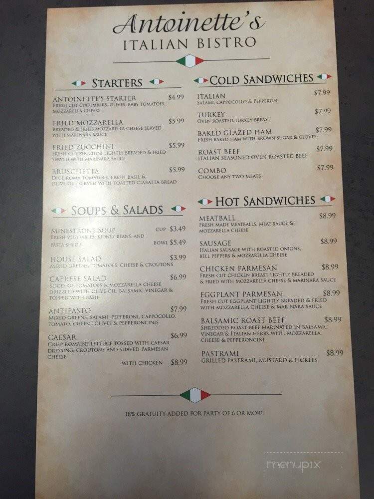 /250255464/Antoinettes-Italian-Bistro-Menu-Highland-CA - Highland, CA