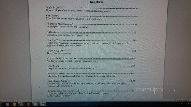 LeeChao Thai Restaurant - Dixon, CA menu_pic