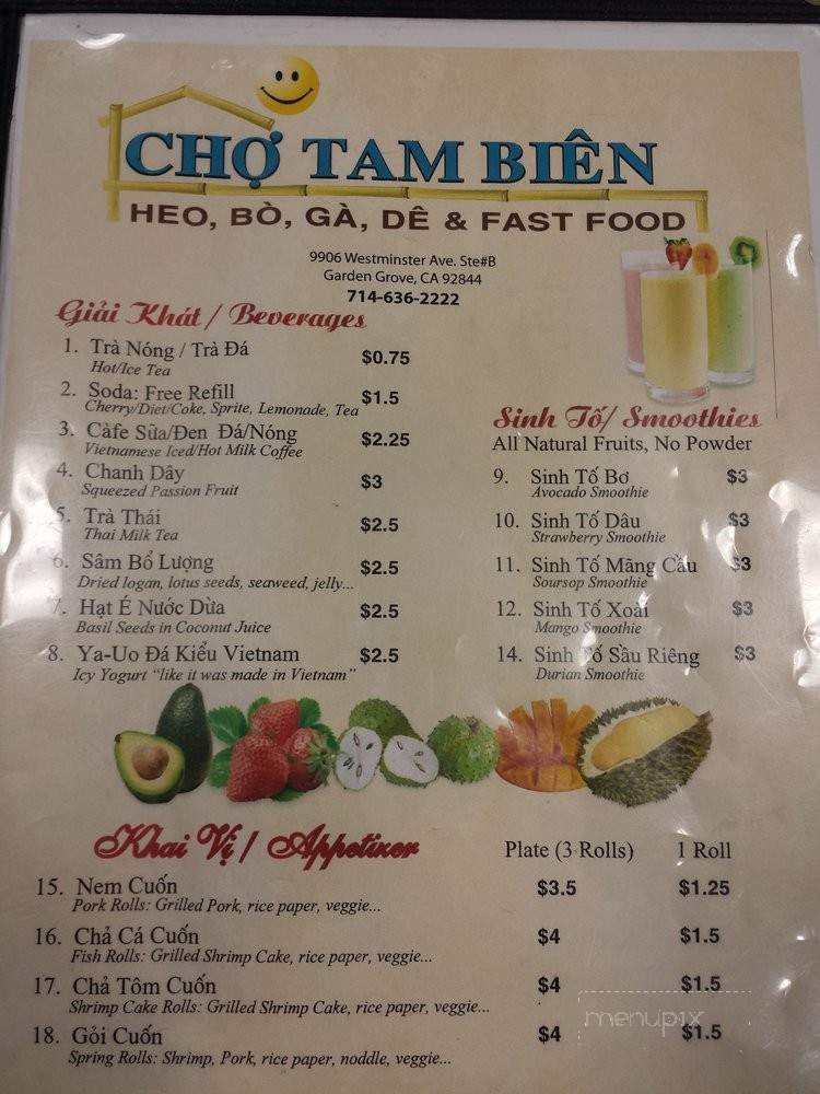 Cho Tam Bien - Westminster, CA menu_pic