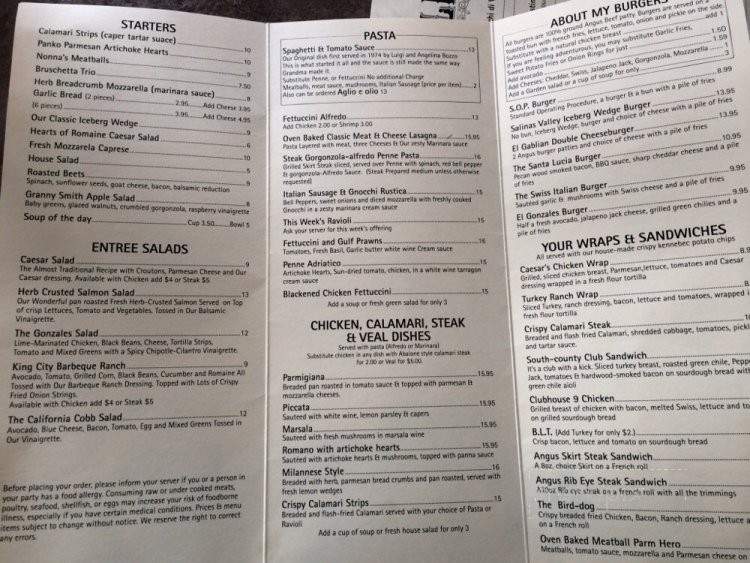 Luigi's Italian Restaurant - Gonzales, CA menu_pic