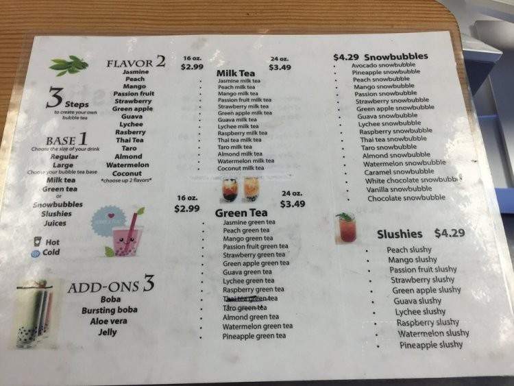 Rustic Bubble Tea Cafe - Albuquerque, NM menu_pic