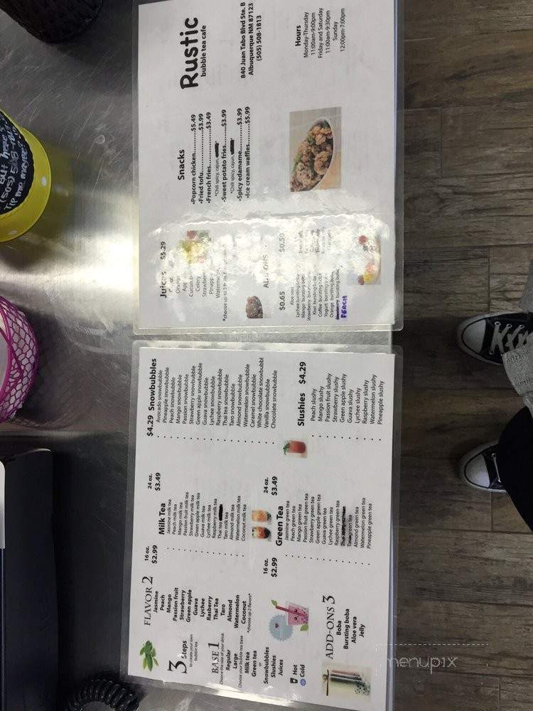Rustic Bubble Tea Cafe - Albuquerque, NM menu_pic