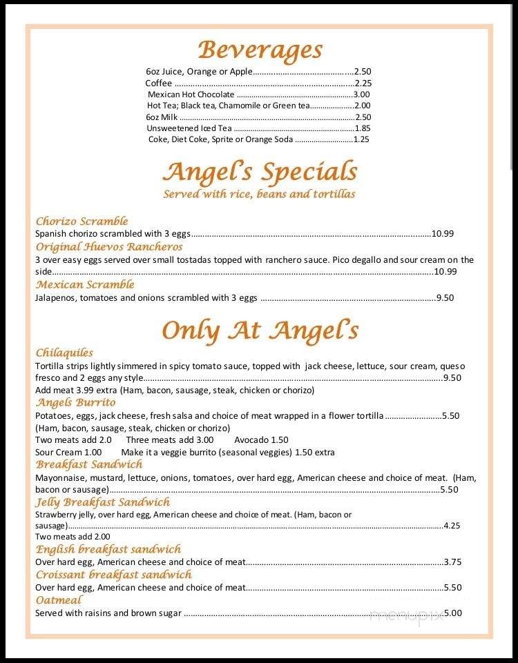 Online Menu of Angel's Restaurant, Richmond, CA