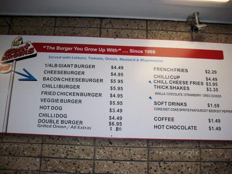 1/4 LB Giant Burger - Hayward, CA menu_pic