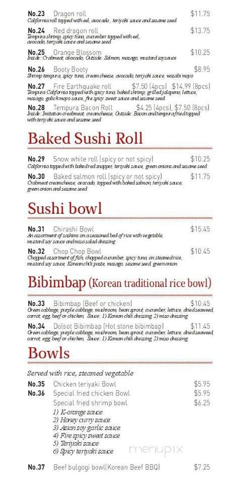Fire Sushi Express - Fresno, CA menu_pic