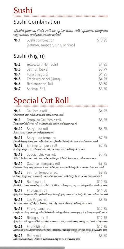 Fire Sushi Express - Fresno, CA menu_pic