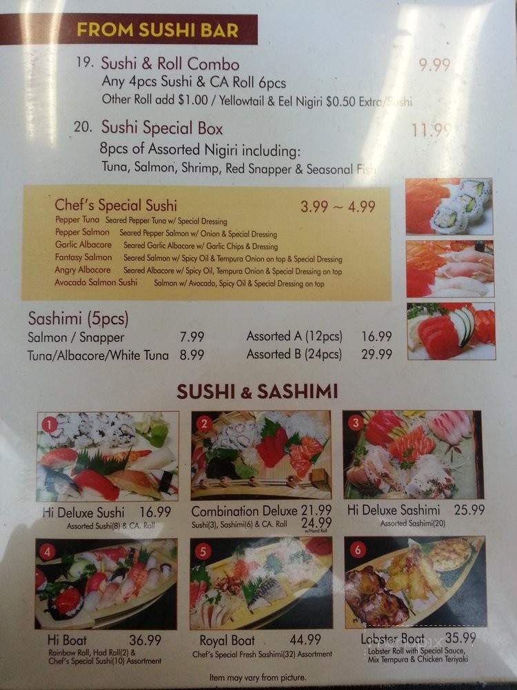 Hi Sushi & Teriyaki - Anaheim, CA menu_pic