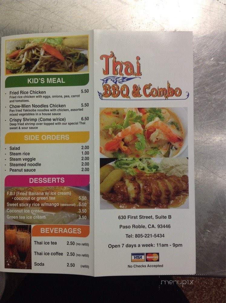 Thai BBQ & Combo - Paso Robles, CA menu_pic