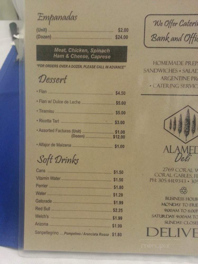 Alameda Deli - Miami, FL menu_pic