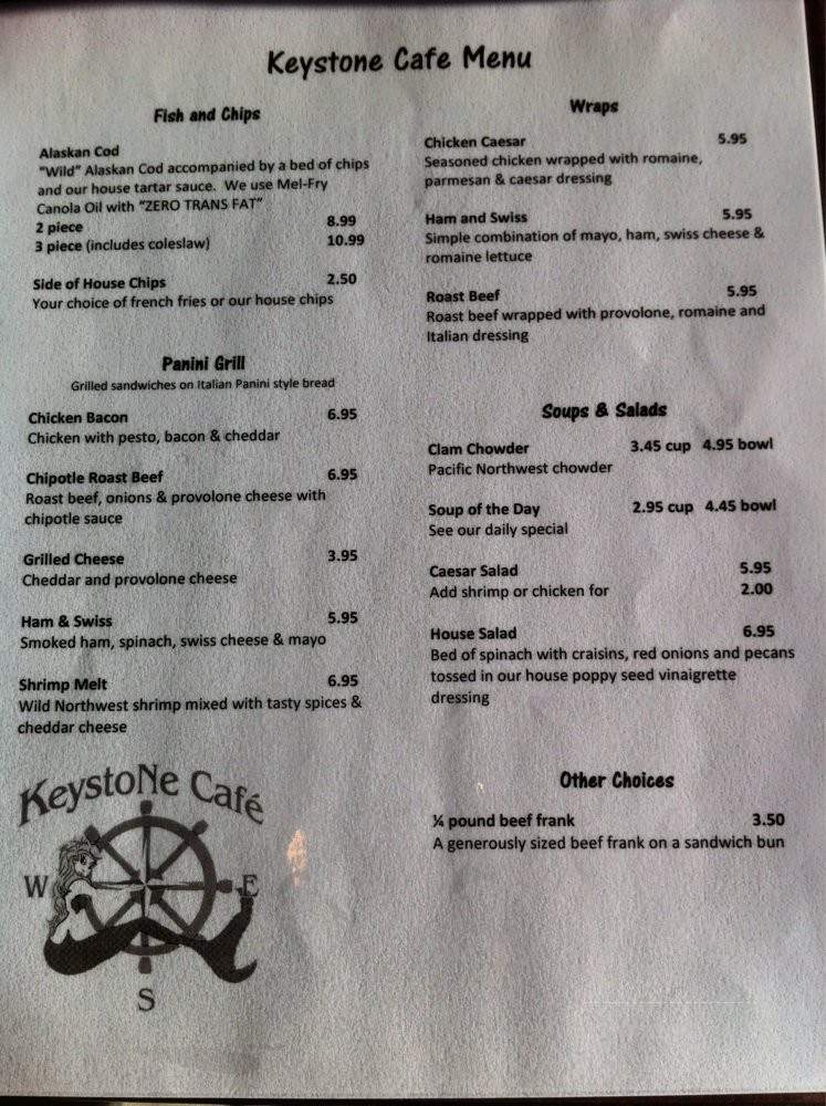 Keystone Cafe - Coupeville, WA menu_pic