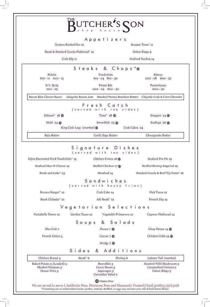 The Butcher's Son - Chesapeake, VA menu_pic