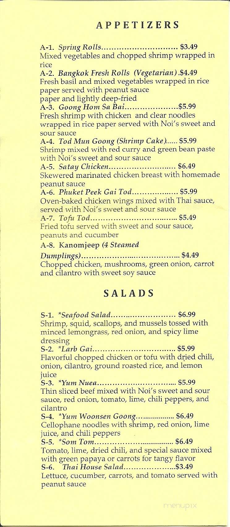 Baan Thai Cuisine - Asheville, NC menu_pic