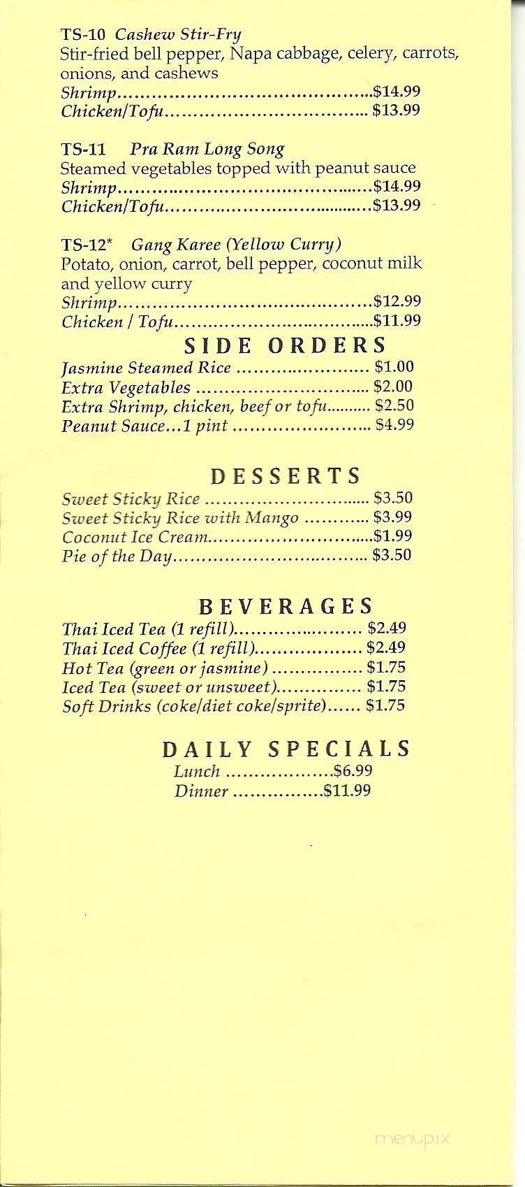 Baan Thai Cuisine - Asheville, NC menu_pic