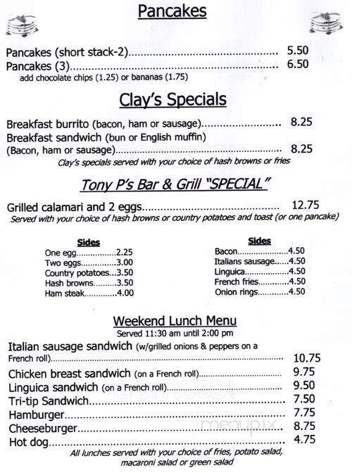 Tony P's - San Jose, CA menu_pic