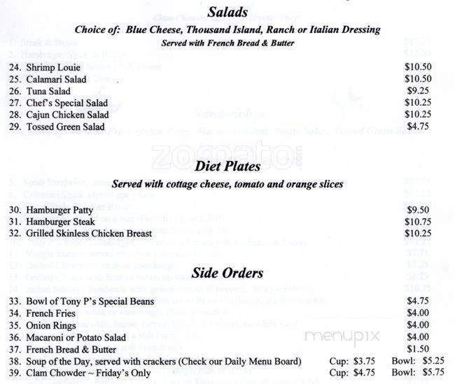 Tony P's - San Jose, CA menu_pic
