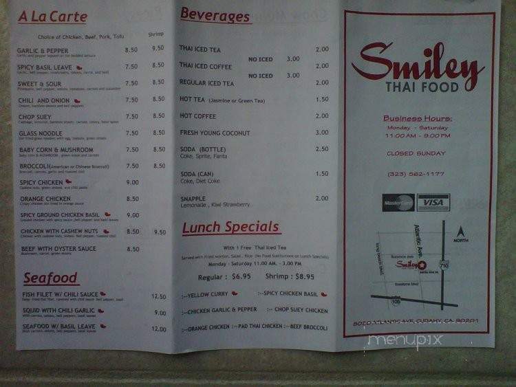 Smiley Thai - Cudahy, CA menu_pic