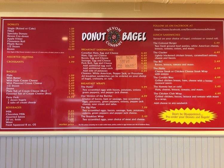 Devon Donut & Bagel Company - Devon, PA menu_pic