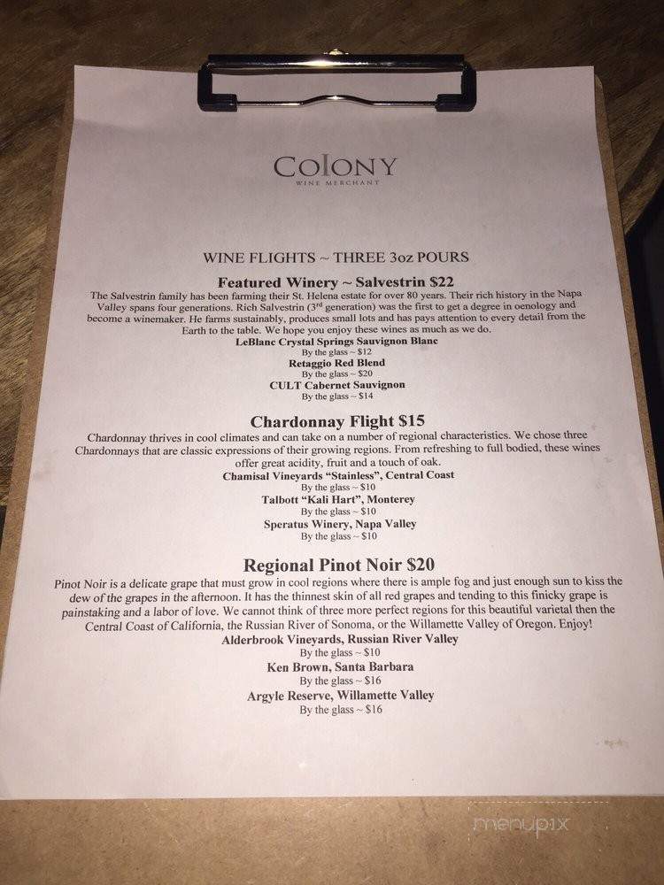 Colony Wine Merchant - Anaheim, CA menu_pic