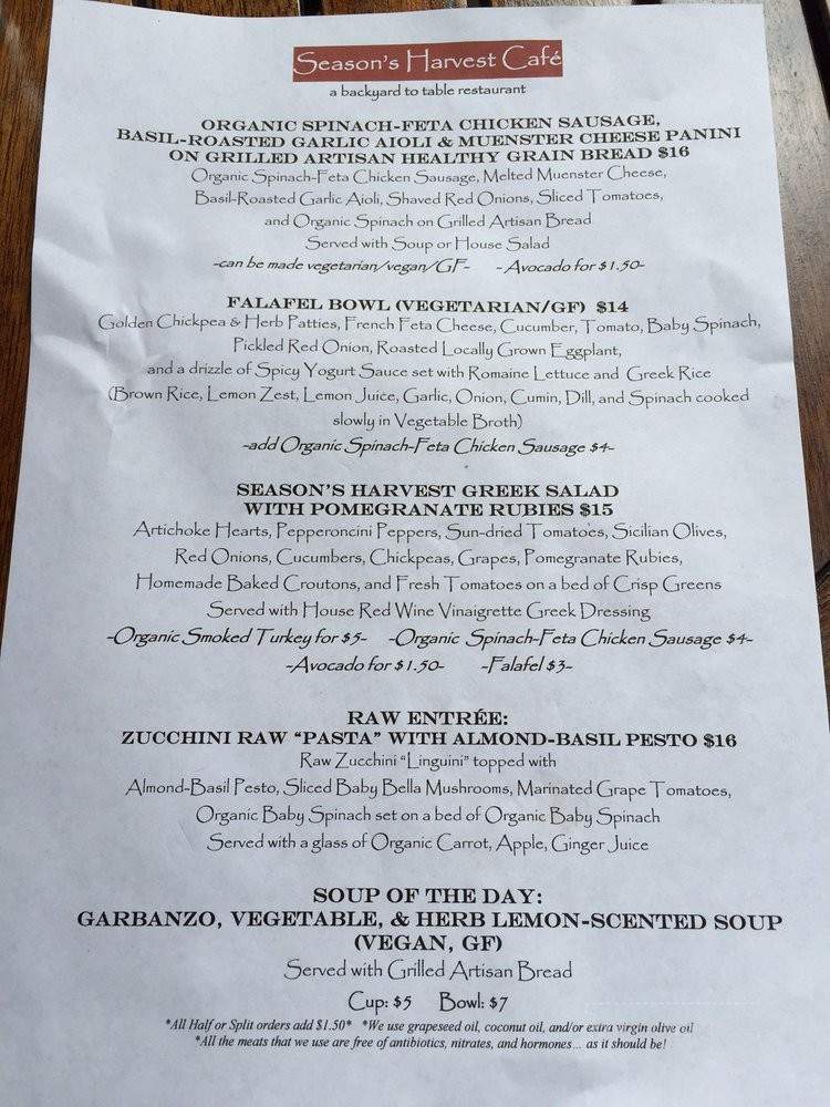 Season's Harvest Cafe - Cypress, TX menu_pic