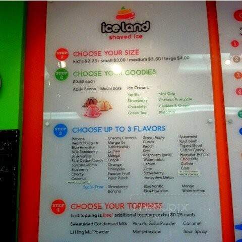 Iceland Hawaiian Shaved Ice - Huntington Park, CA menu_pic