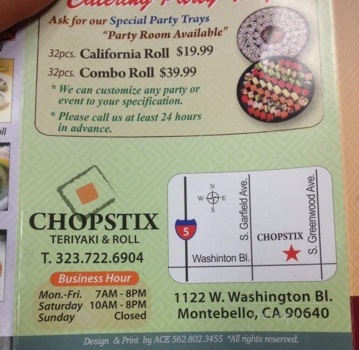 Chopstix Bento & Roll - Montebello, CA menu_pic